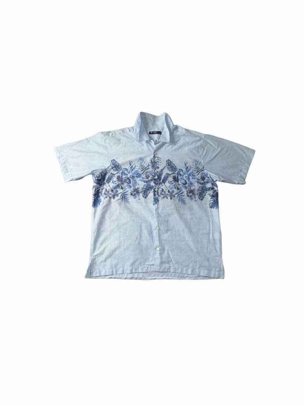 Cremieux Classics Button-Down Shirt Size L Blue Floral Tropical Aloha
